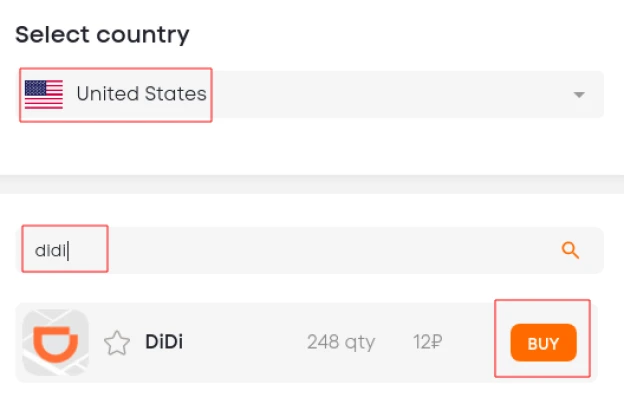 Buy a temporary phone number for registration in DiDi