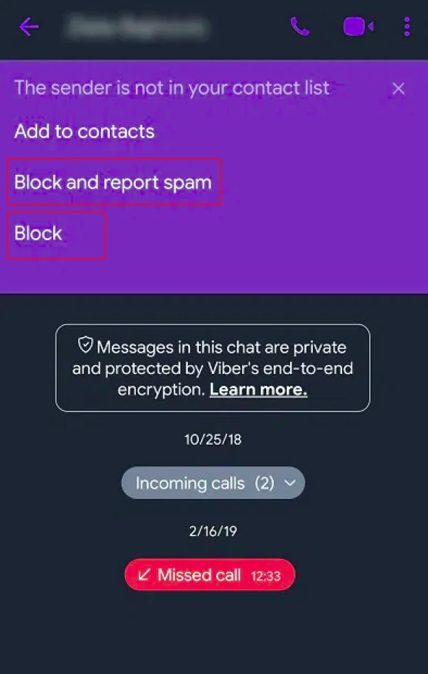 Block contact Viber Android or iOS