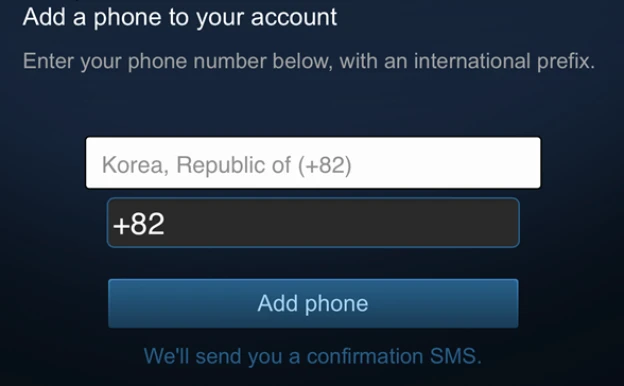 Add a phone number to Steam