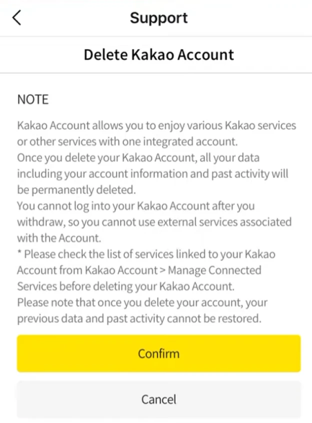 how to delete an account in KakaoTalk