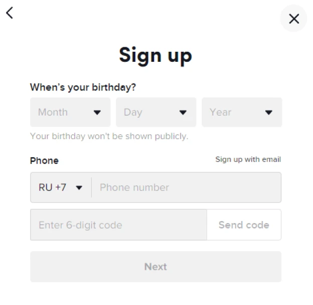 How to register on TikTok without a code