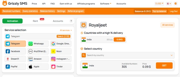 Virtual number for Royaljeet