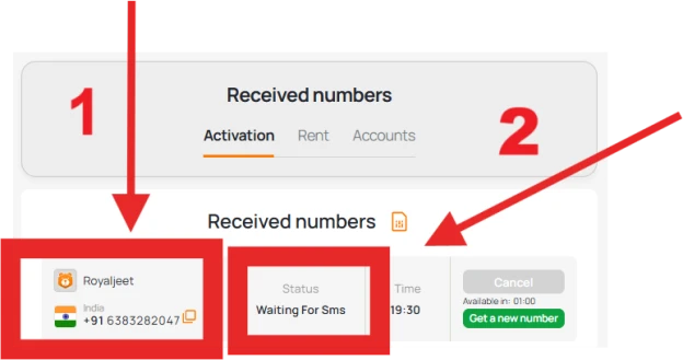 Use rented number