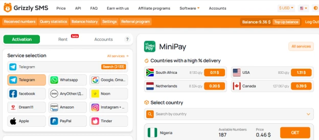 VIrtual number for MiniPay