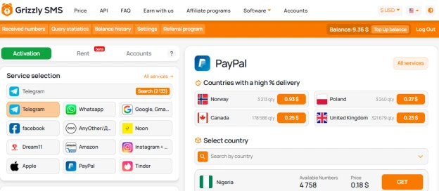 Virtual number for PayPal