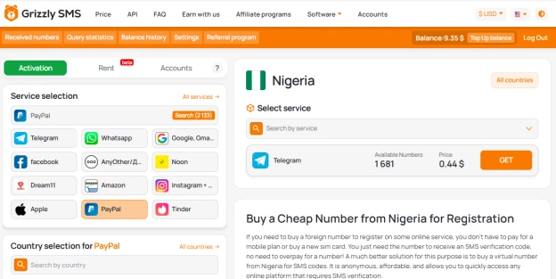 Nigerian temporary number