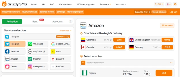Virtual number for Amazon