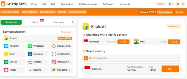 Temporary number for Flipkart
