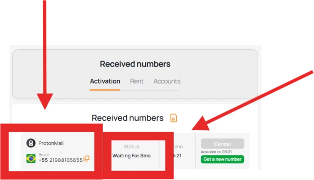 Use rented number