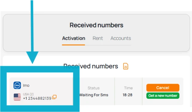 Copy and paste rented number