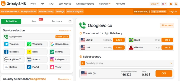Virtual number for GV