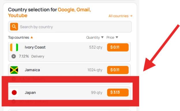 Select country