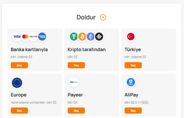 Hesabınıza para yükleyin
