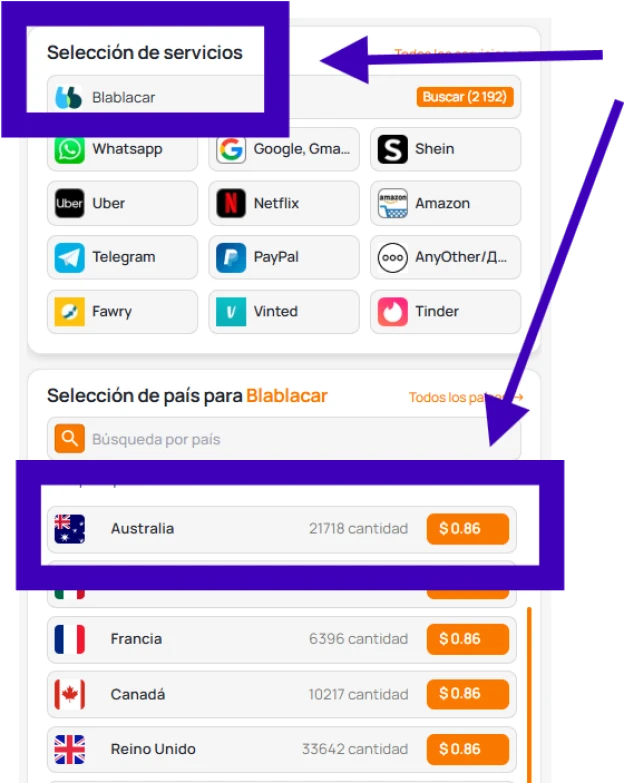 Selección de número