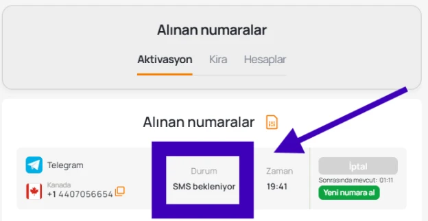 SMS bekleniyor