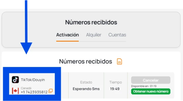 Copiar el número