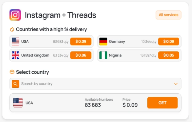 Virtual number for Instagram