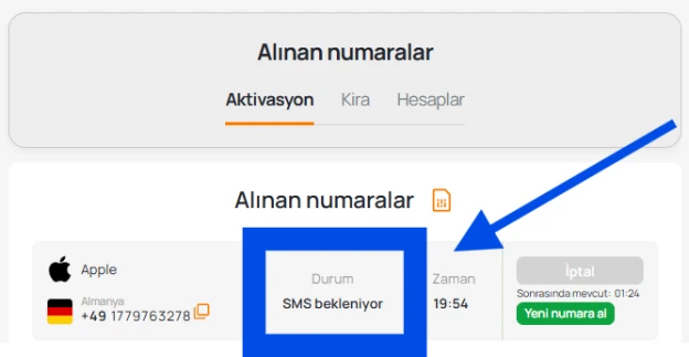 Kısa mesajı bekleyin