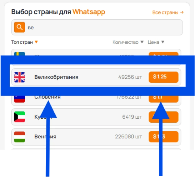 Выбор страны