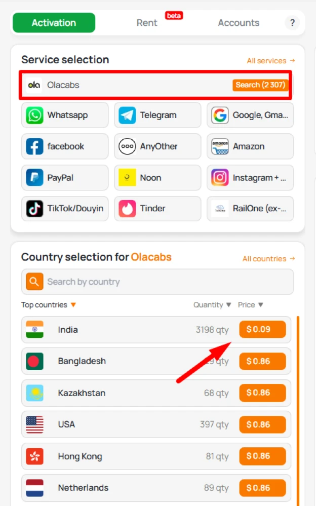 temp muber for Ola India