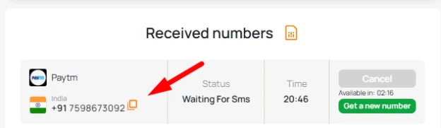 temp number indian paytm 