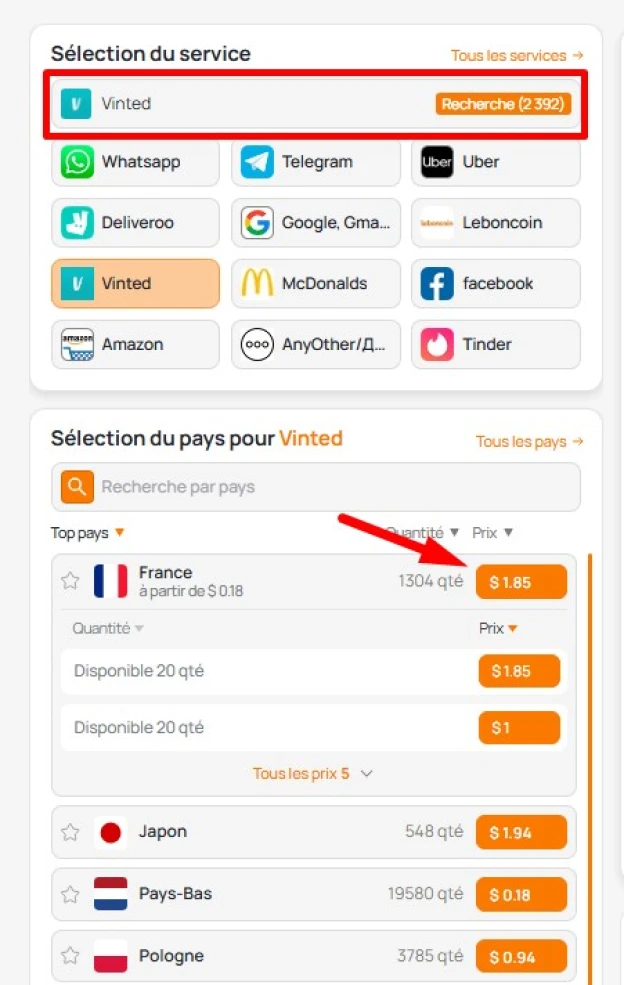 numéro virtuel pour Vinted 