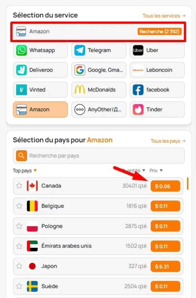 uméro virtuel pour Amazon