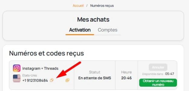 compte Instagram avec un numéro virtuel 
