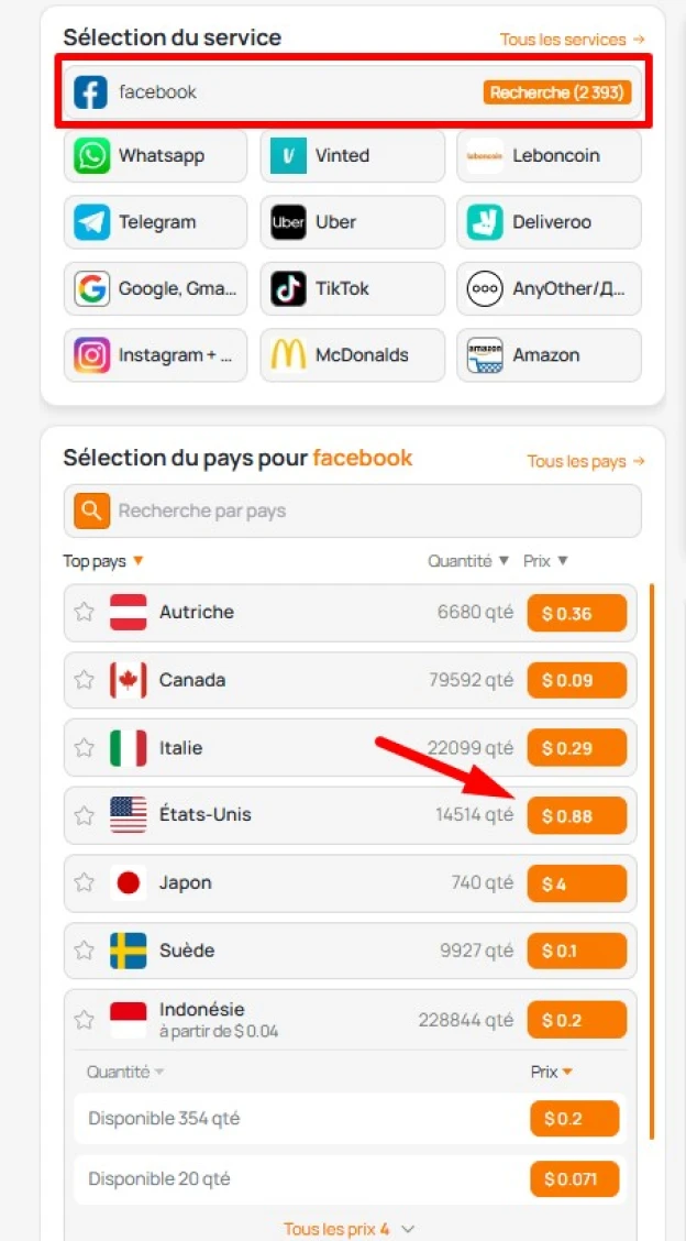numéro virtuel pour Facebook 