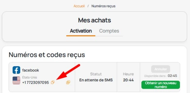 érification Facebook par SMS