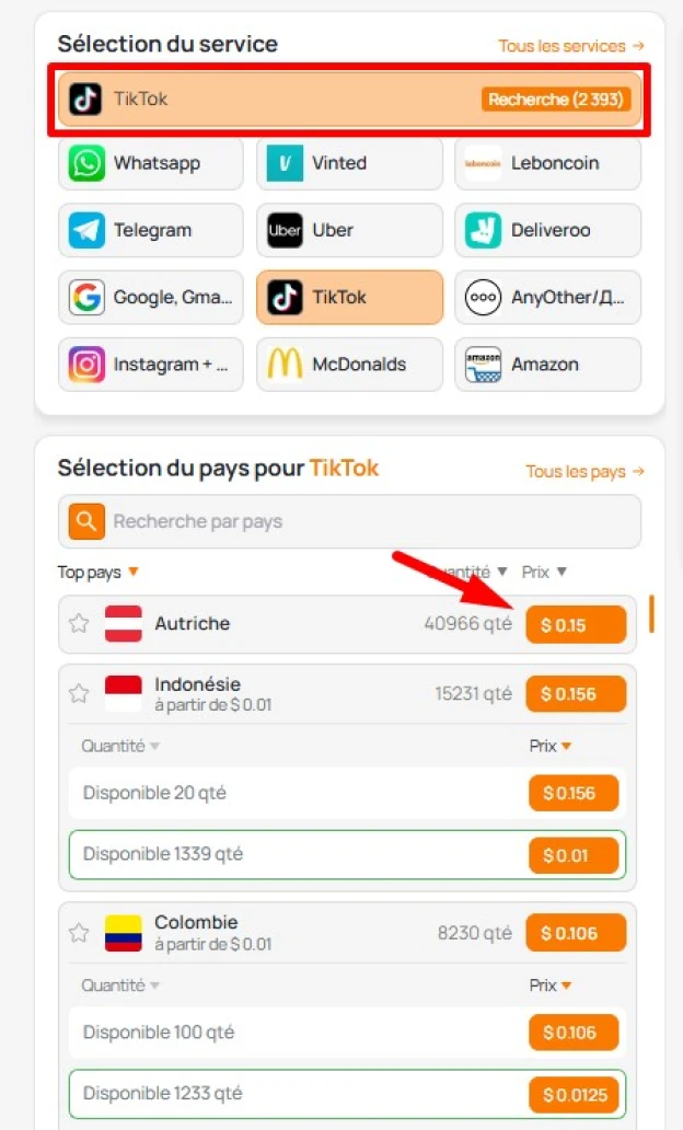 numéro virtuel pour TikTok