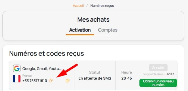 vérification Gmail SMS