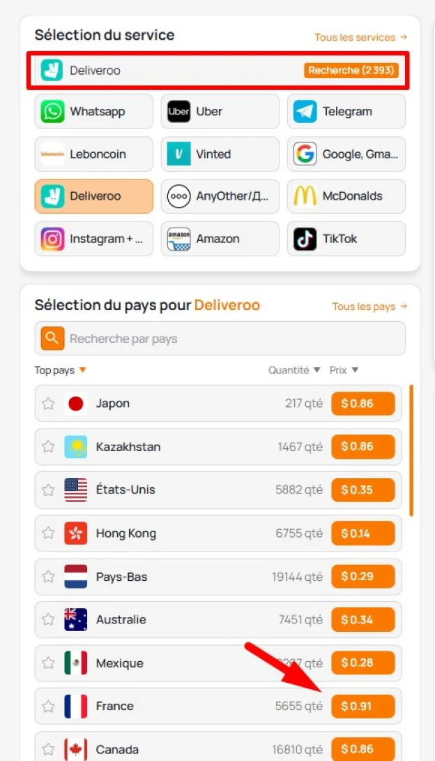 compte Deliveroo avec un numéro virtuel