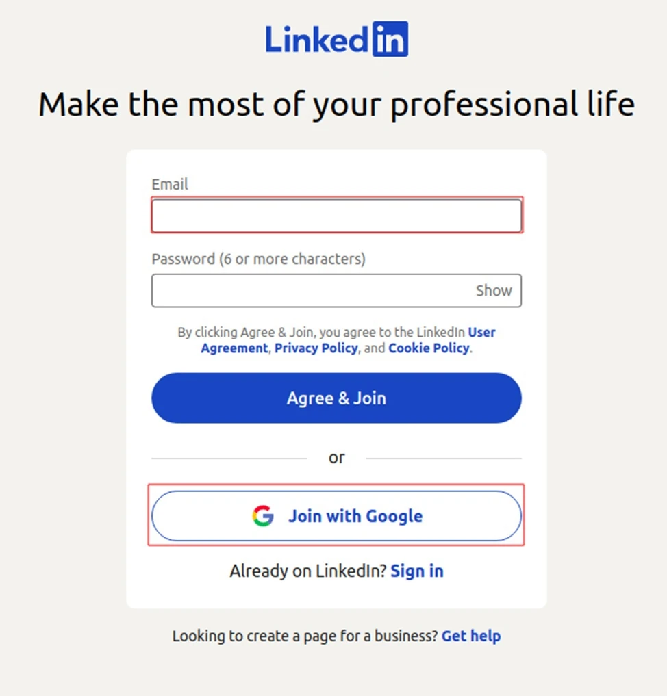 Create  LinkedIn