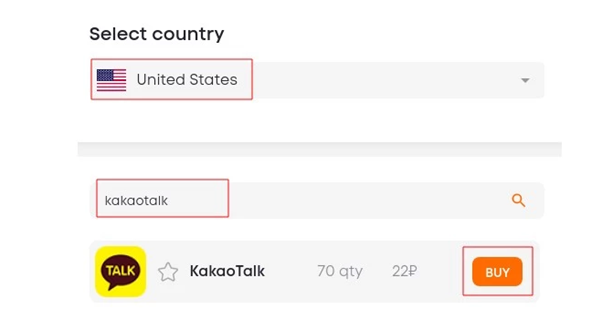 Buy a virtual number in KakaoTalk