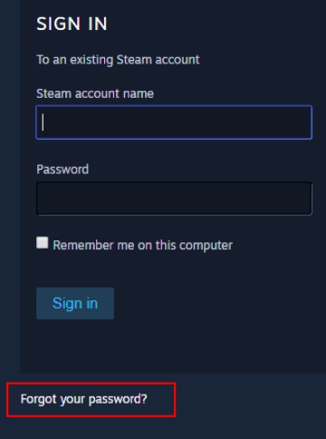 Retrieve lost account Steam 