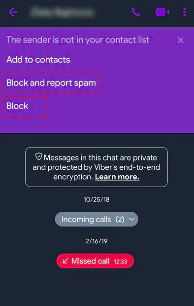Block contact Viber Android or iOS