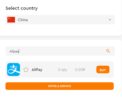 Buy a virtual number for registering an Alipay wallet