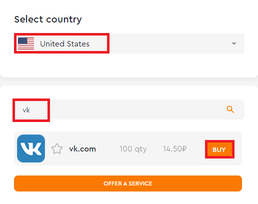 Buying a virtual number to register on VK