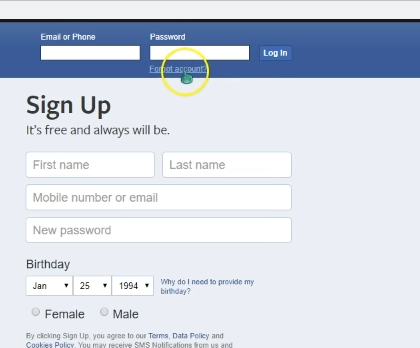 how to restore Facebook by phone number