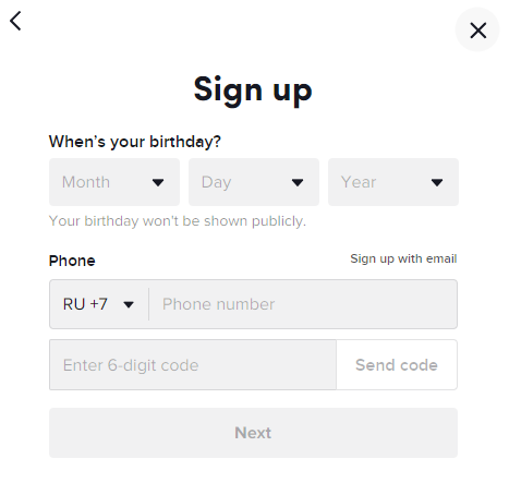 How to register on TikTok without a code